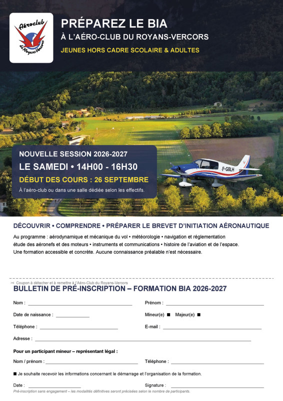 Préparez le BIA à l’aéro-club du Royans-Vercors