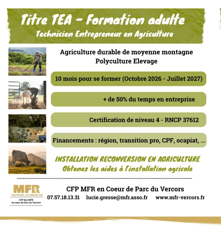 Formations adultes en agriculture et transformation laitière fermière