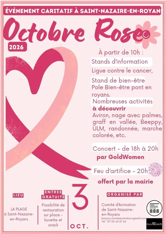 affiche Octobre Rose – Événement caritatif à Saint-Nazaire-en-Royans