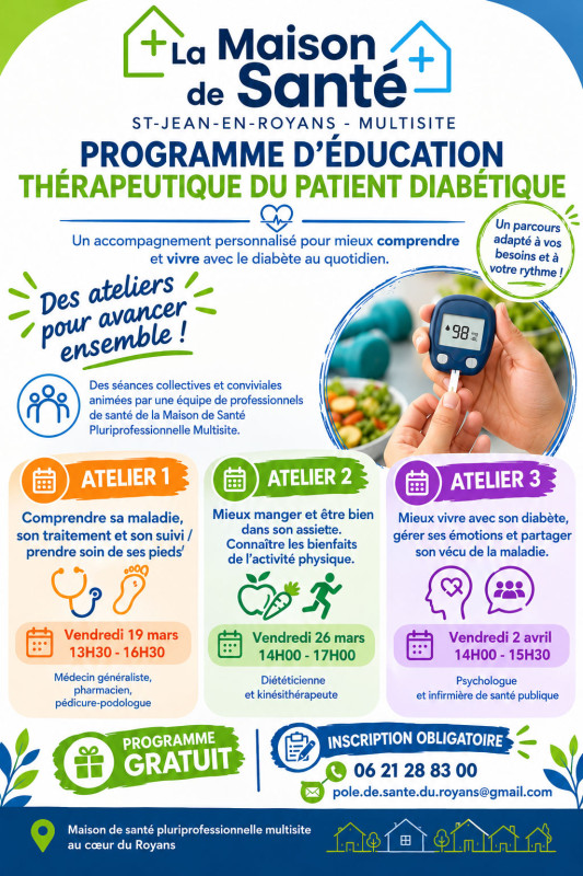 Programme d'éducation thérapeutique du patient diabétique à Saint-Jean-en-Royans